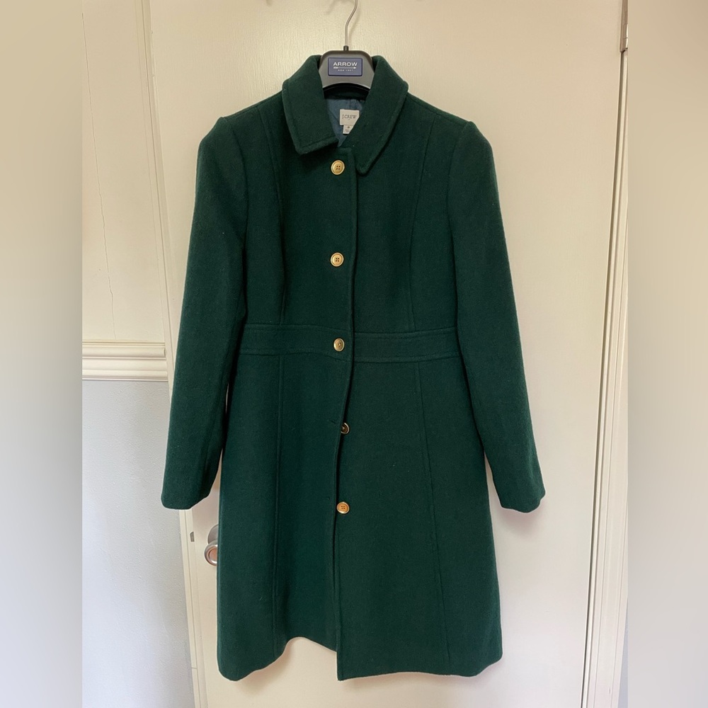 J. Crew Green Pea Coat with Gold Buttons